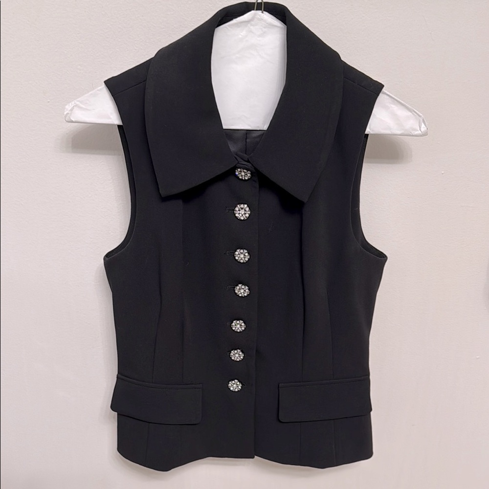 Zara- Black vest with fancy buttons, size XS. Worn once & drycleaned! 🪩🪅